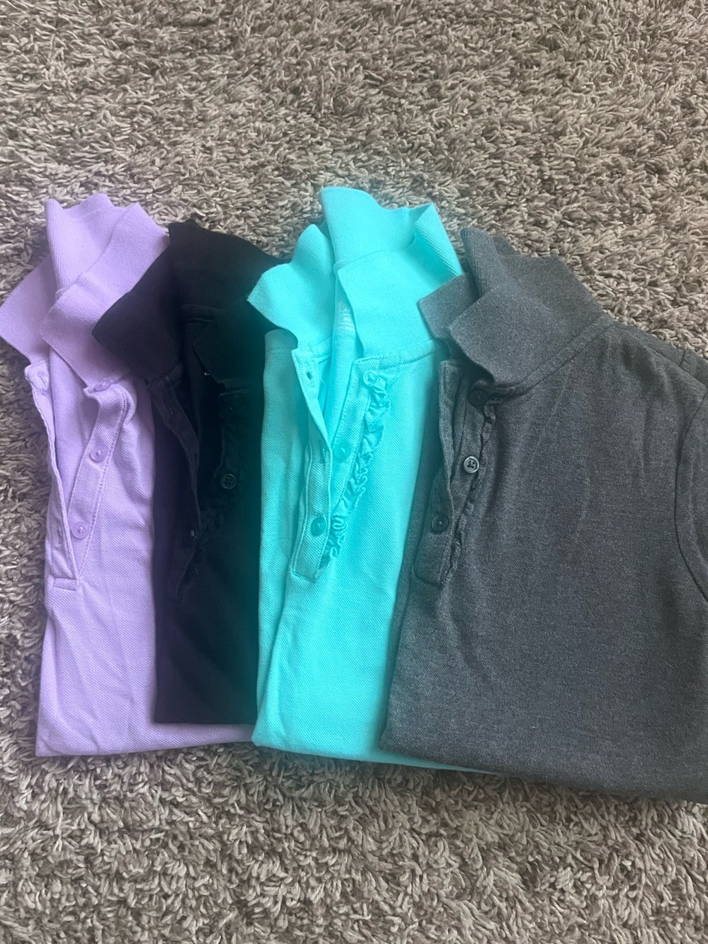 Lot of 4 Kids Polo Shirts - Lavender, Black, Teal, Charcoal